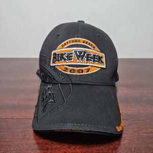 Vintage Daytona Beach Bike Week 2007 Strapback Hat Cap Black Embroidered Rare